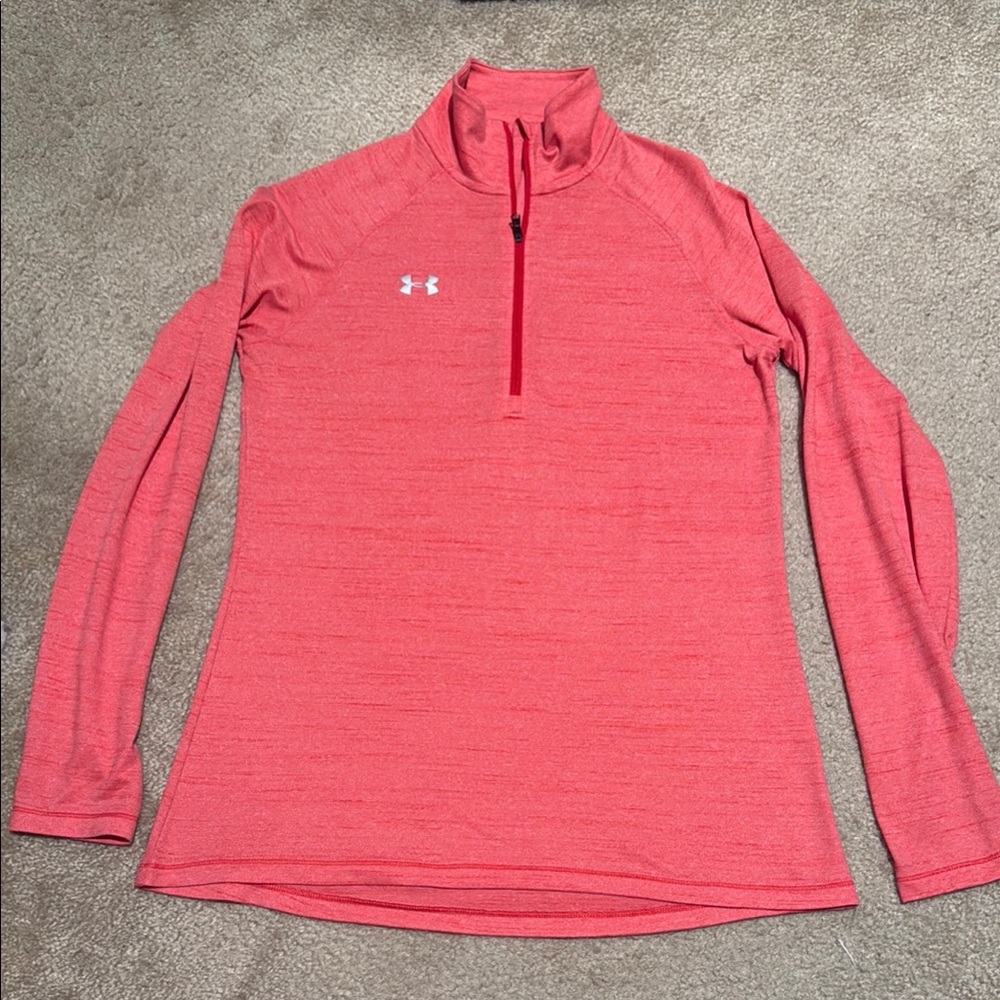 Under Armour Pink Fitted Long Sleeve Polo Sweatshirt